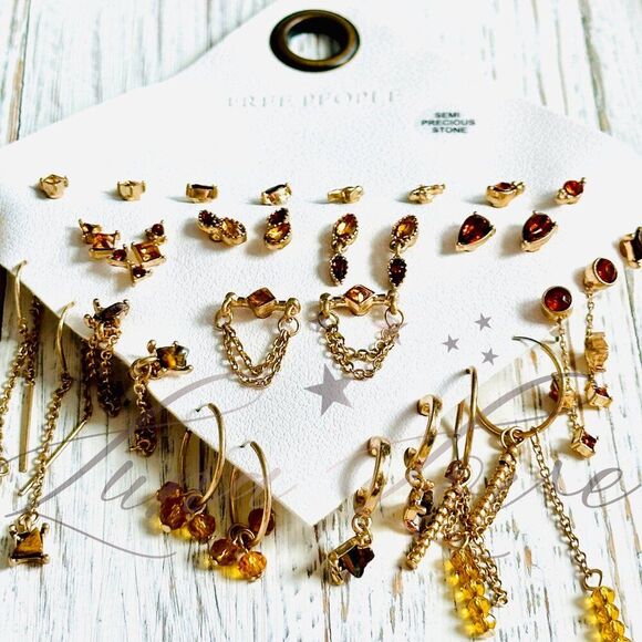 FREE PEOPLE Set For Life Stud Earring Set In Amber NWT - Picture 4 of 6